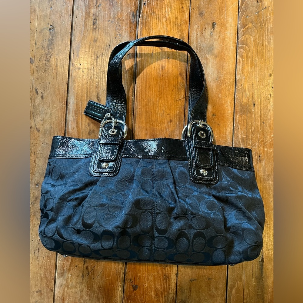 Black Fabric Coach Handbag